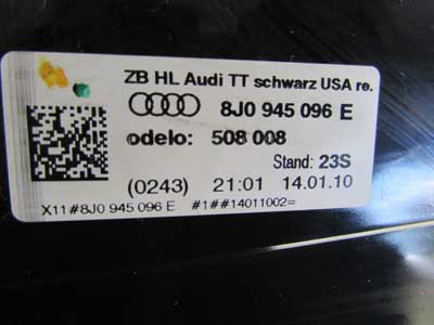 Audi TT Mk2 8J OEM Tail Light, Right 8J0945096E 2008 2009 2010 2011 2012 2013 20146